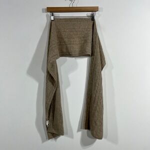 Max Studio Quiet Luxury Parisian 100% Cashmere Scarf Brown Cable Knit Wrap Scarf